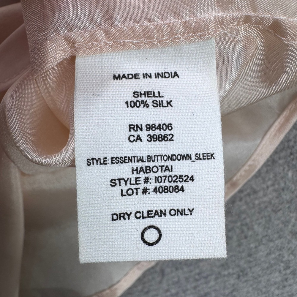 Theory Essential Buttondown Sleek 100% Silk Shirt Habotai Blush Pink Size P - Picture 4 of 11